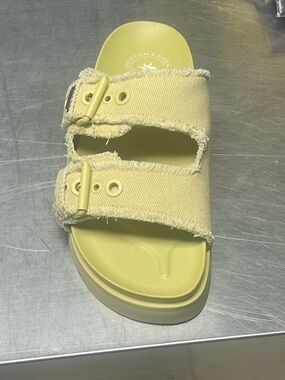 Scotch & Soda Kids Pale Yellow Frayed Double-Strap Slide Sandal